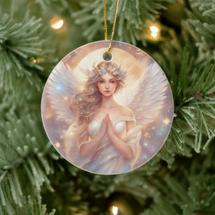Schutzengel,  wasserfarben pastell Gemälde Ceramic Tree Decoration