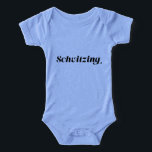Schvitzing Yiddish Humour<br><div class="desc">Cute baby bodysuit for a girl or boy with the most perfect summer Yiddish expression, "Schvitzing" (Sweating) printed on the front. Ideal for a day at the beach, schlepping around the city or roaming the Catskills!</div>