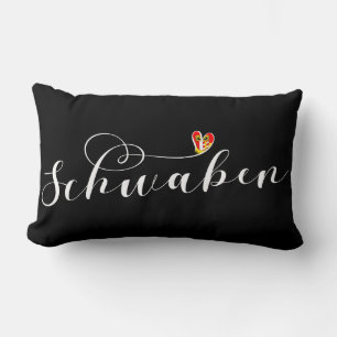 Schwaben Flag Heart, Swabia, Germany Lumbar Cushion
