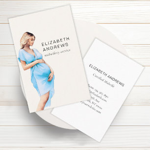 Schwangere, schlicht-moderne watercolor business card