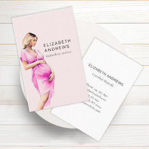 Schwangere, schlicht-moderne watercolor business card