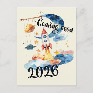 Schwangerschaft verkünden 2026 Rakete Weltraum  Postcard