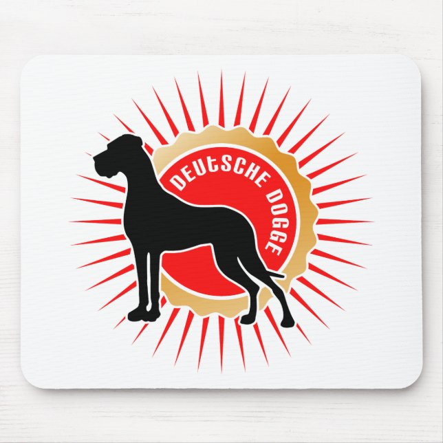Schwarz rot gold Deutsche Doggen Mouse Pad (Front)