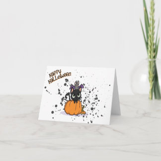 Schwarze Halloween-Katze | Happy Halloween Card