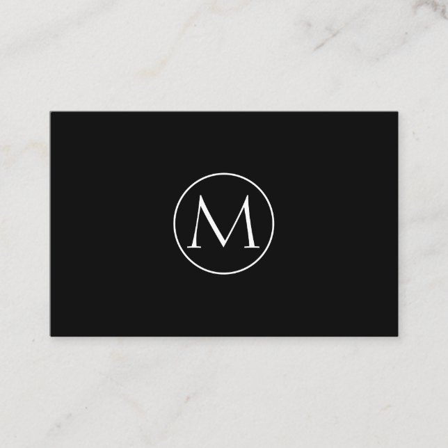 Schwarze Minimal Monogramm Visitenkarte Business Card (Front)