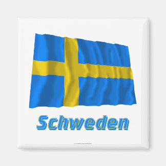 Schweden Fliegende Flagge mit Namen Magnet