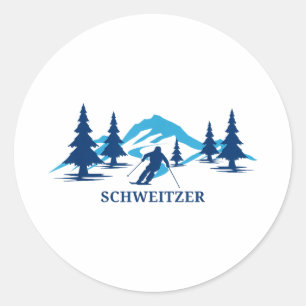 Schweitzer idaho ski resort skiing skier classic round sticker