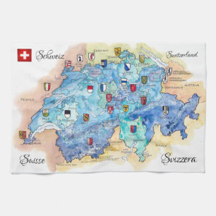 " Schweiz: 2021/heute - 26 Kantone Tea Towel