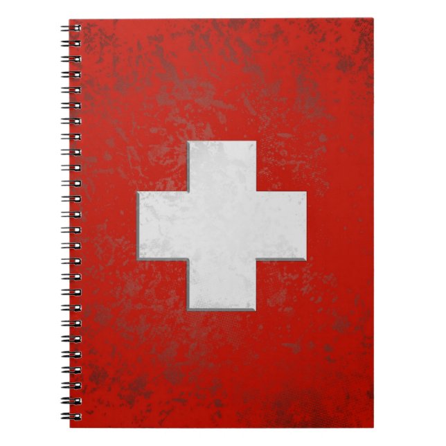 Schweiz Flagge Notizbuch Spiral Notebook (Front)