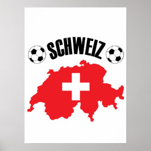 Schweiz Fussball Switzerland Map Poster