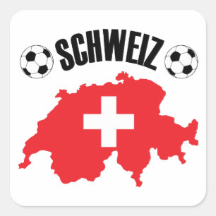 Schweiz Fussball Switzerland Map Square Sticker