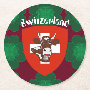 Schweiz Suisse Svizzera Svizra Switzerland Round Paper Coaster