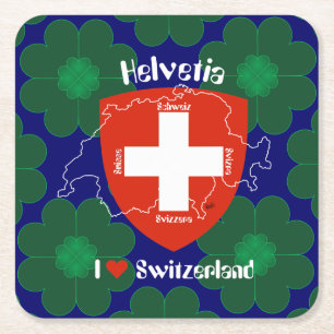 Schweiz Suisse Svizzera Svizra Switzerland Square Paper Coaster