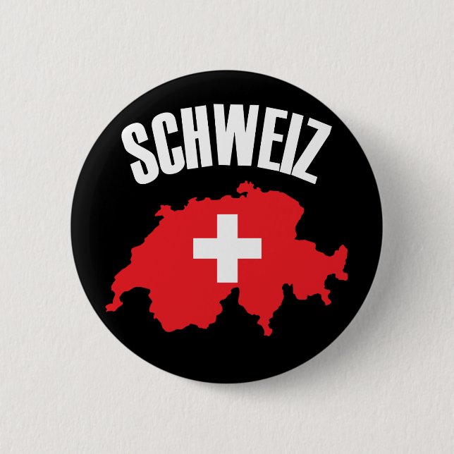 Schweiz Switzerland Map Flag 6 Cm Round Badge (Front)