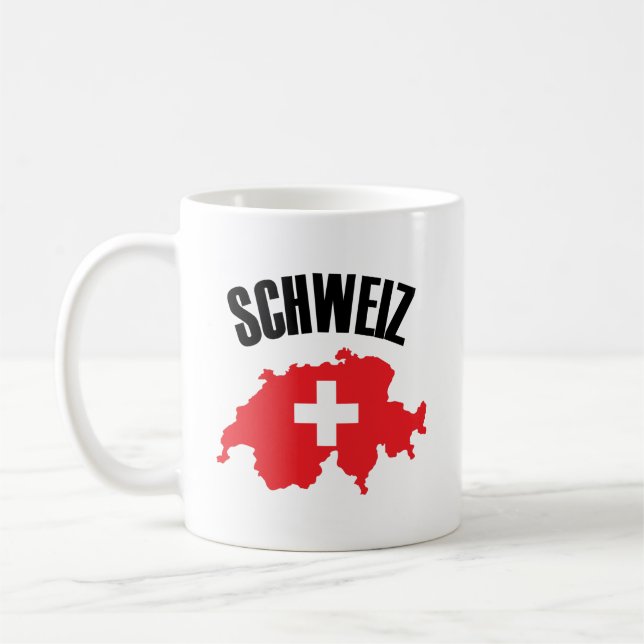 Schweiz Switzerland Map Flag Coffee Mug (Left)