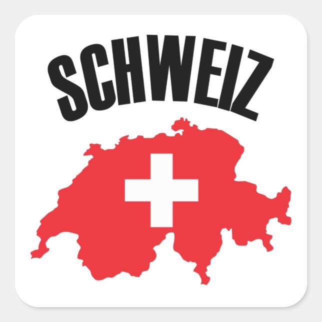 Schweiz Switzerland Map Flag Square Sticker (Front)