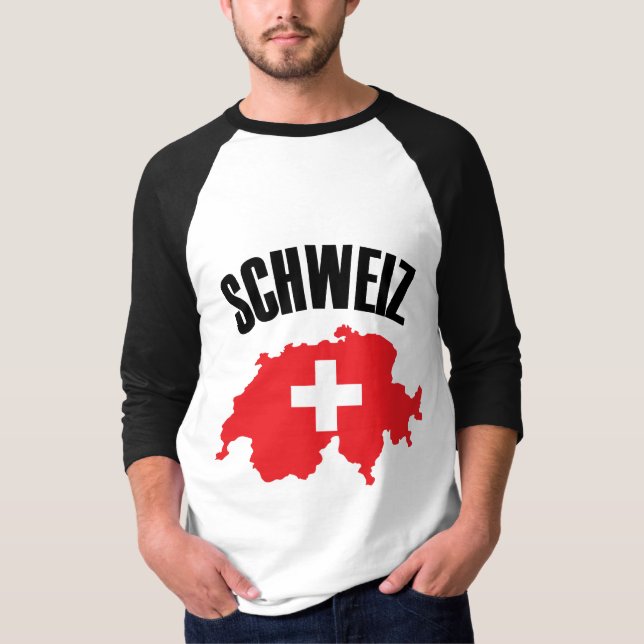 Schweiz Switzerland Map Flag T-Shirt (Front)
