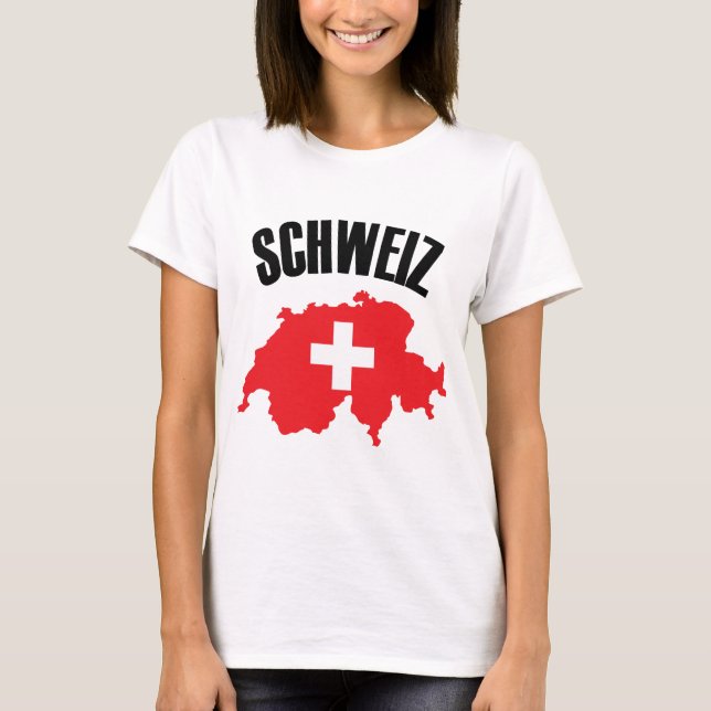 Schweiz Switzerland Map Flag T-Shirt (Front)