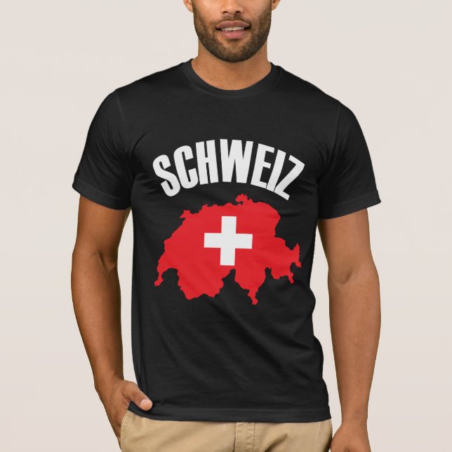 Schweiz Switzerland Map Flag T-Shirt (Front)