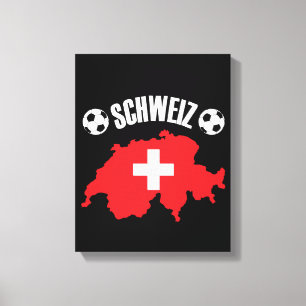 Schweiz Switzerland Map Soccer Canvas Print