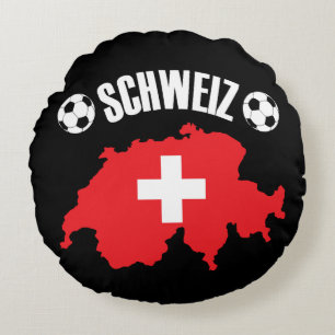 Schweiz Switzerland Map Soccer Round Cushion