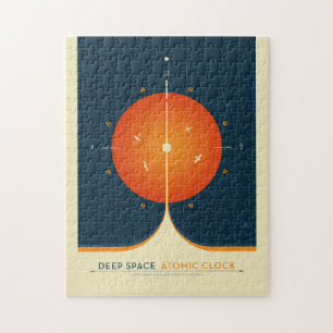 Sci-Fi Ad, Orange Atomic Clock, Deep Space Jigsaw Puzzle