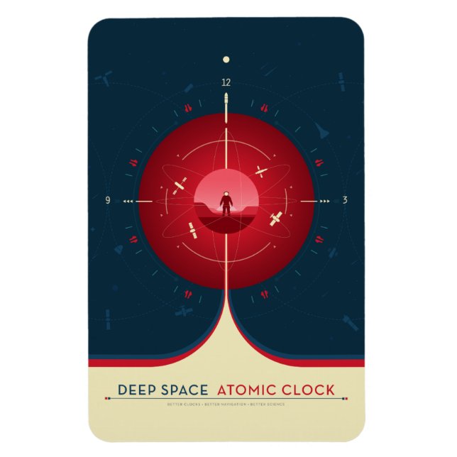 Sci-Fi Ad, Red Atomic Clock, Deep Space Magnet (Vertical)