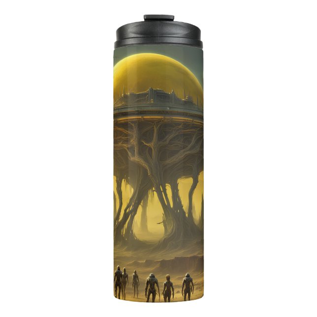 Sci-Fi Alien World View Planet Ufo Tower Thermal Tumbler (Front)
