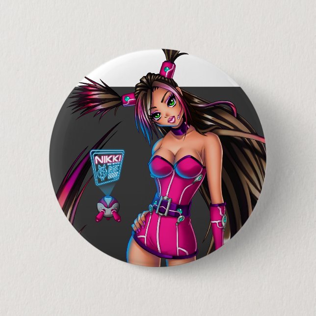 Sci Fi Anime Girl Nikki 6 Cm Round Badge (Front)