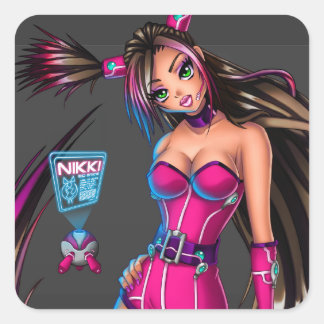 Sci Fi Anime Girl Nikki Square Sticker
