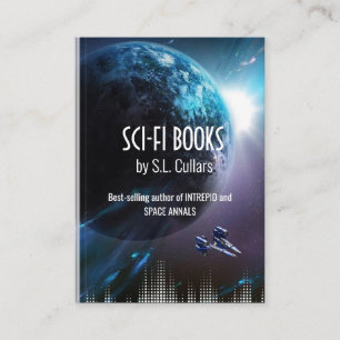 sci-fi author faux book cover business card