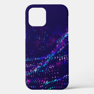 Sci-fi background. Digital wave with many particle iPhone 12 Case