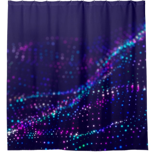 Sci-fi background. Digital wave with many particle Shower Curtain (Front)