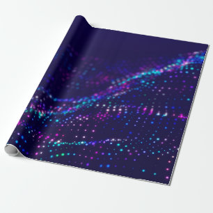Sci-fi background. Digital wave with many particle Wrapping Paper