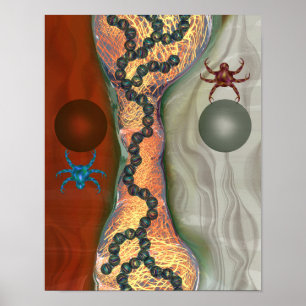 Sci-fi biological abstract with floating orbs poster
