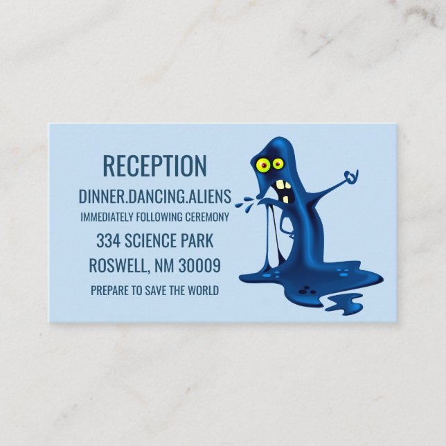 Sci Fi Blue Slime Monster Reception card (Front)