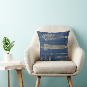Sci-Fi Blueprint Rocket Cushion
