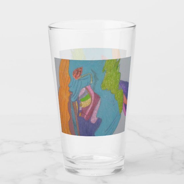 Sci-fi Fantasy Female Creature Glass Cup (Front)