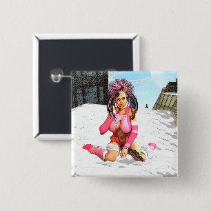 Sci Fi Female Cyborg 15 Cm Square Badge