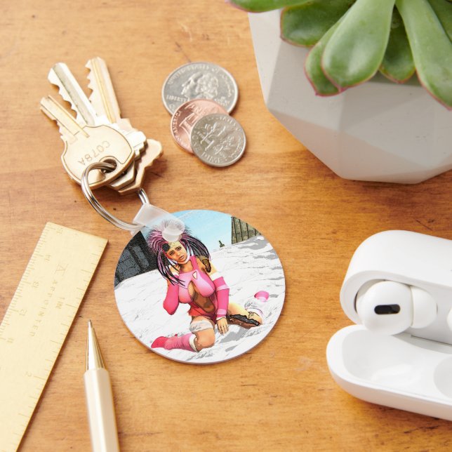 Sci Fi Female Cyborg Key Ring (Desk)