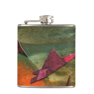 Sci-Fi "Fire Birds" alien life forms in flight Hip Flask