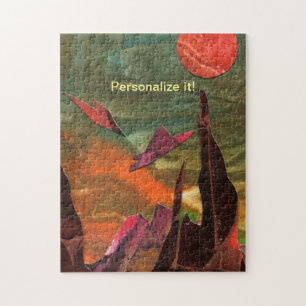 Sci-Fi "Fire Birds" alien life forms in flight Jigsaw Puzzle