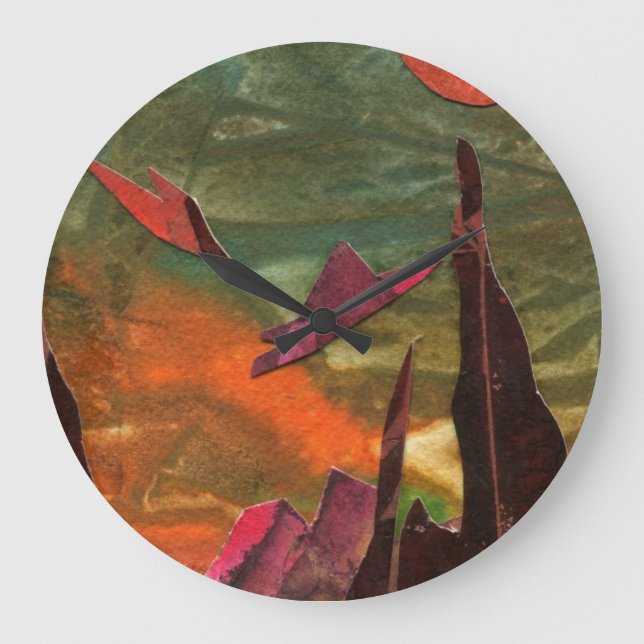 Sci-Fi "Fire Birds" alien life forms in flight Large Clock (Front)