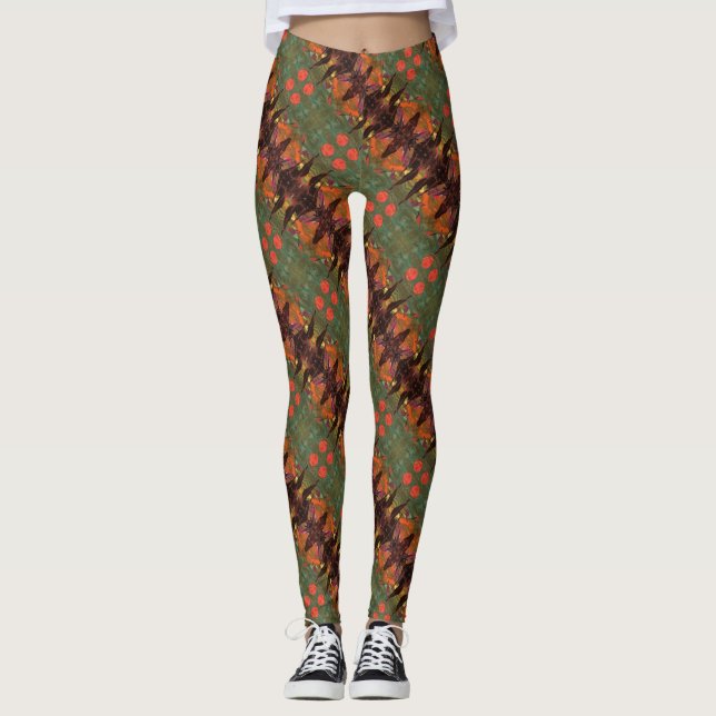 Sci-Fi "Fire Birds" alien life forms in flight Leggings (Front)
