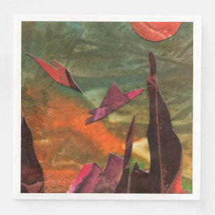 Sci-Fi "Fire Birds" alien life forms in flight Napkin