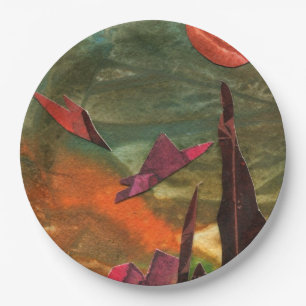 Sci-Fi "Fire Birds" alien life forms in flight Paper Plate