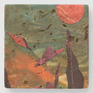 Sci-Fi "Fire Birds" alien life forms in flight Stone Coaster