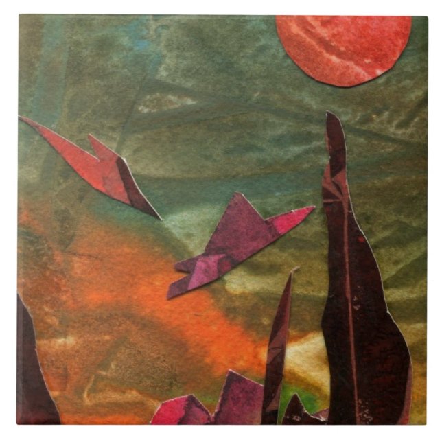 Sci-Fi "Fire Birds" alien life forms in flight Tile (Front)