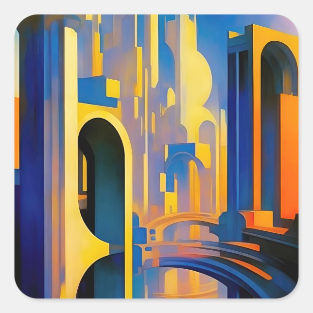 SCI-FI Futuristic City Square Sticker (Front)