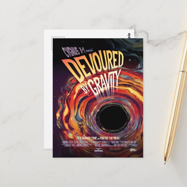 Sci-Fi Horror Movie Ad, Devoured By Gravity Postcard (Front/Back In Situ)